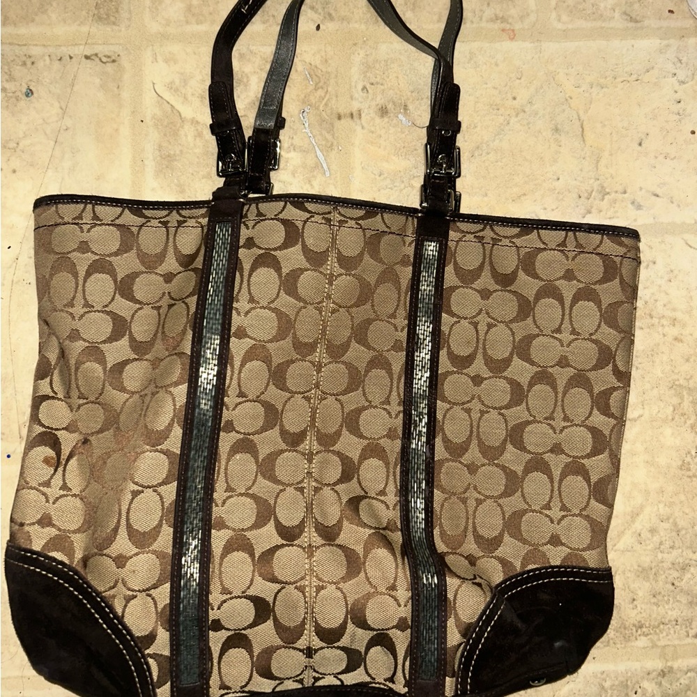 Coach Tan and Brown Signature Tote